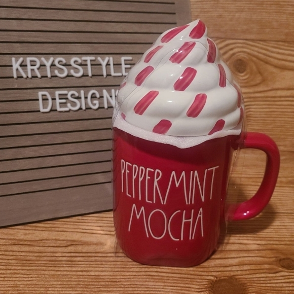 Rae Dunn Other - Rae Dunn Artisan Collection by Magenta Peppermint Mocha Coffee Mug Cup & Topper
